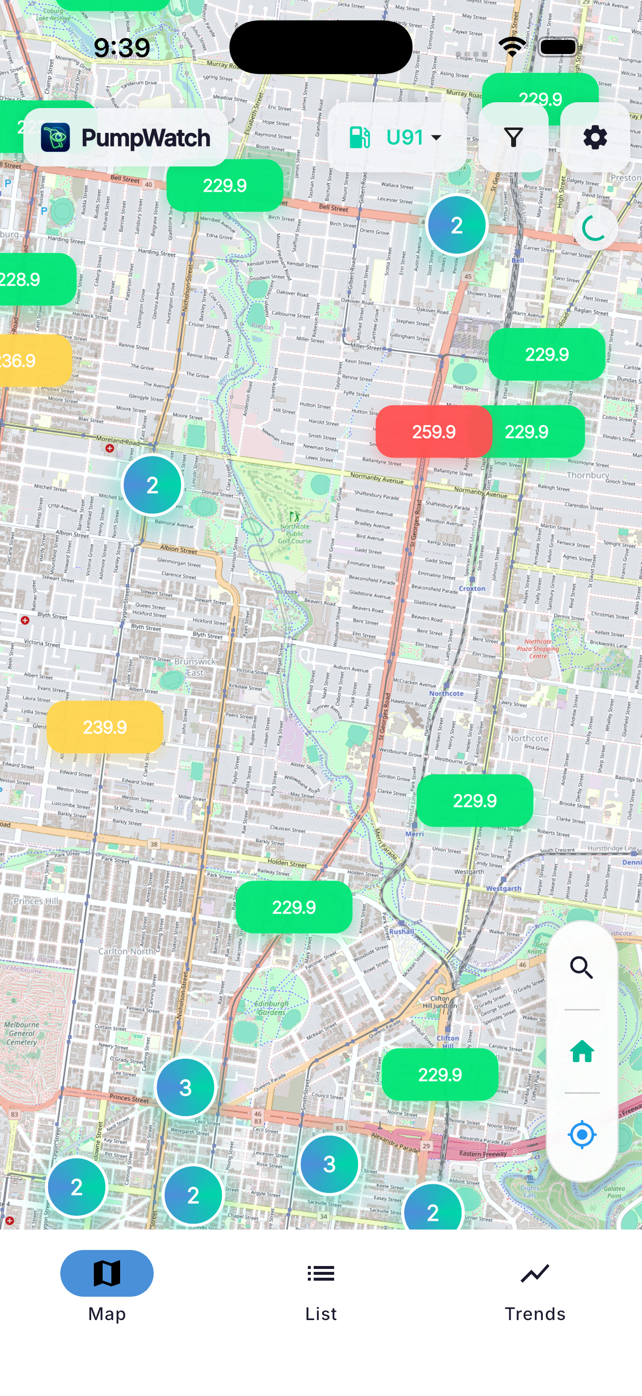 PumpWatch Map View